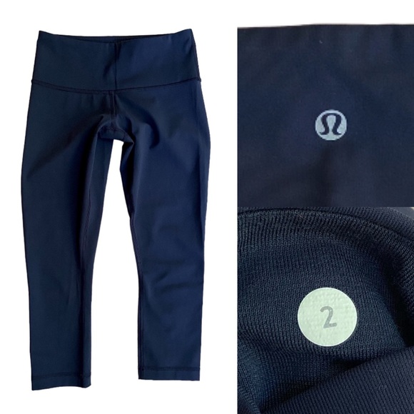 Lululemon Athletica Navy Blue Cropped 19” Leggings Size 2 - Picture 1 of 5